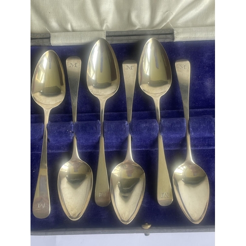 9 - SIX HALLMARKED GEORGIAN SILVER TEASPOONS IN A PRESENTATION BOX (TWO MISSING FROM THE SET) GROSS WEIG... 