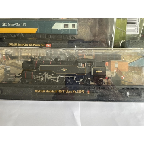 424 - FOUR BOXED AMER CON TRAIN ENGINE MODELS TO INCLUDE THREE STEAM AND A BRITISH RAIL INTERCITY