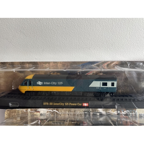 424 - FOUR BOXED AMER CON TRAIN ENGINE MODELS TO INCLUDE THREE STEAM AND A BRITISH RAIL INTERCITY