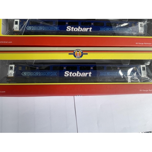 463 - THREE BOXED OXFORD RAIL 00 GAUGE STOBART RAIL COACHES