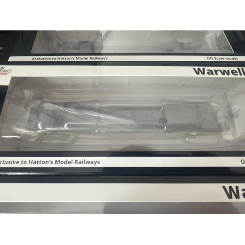 467 - THREE BOXED WARWELL 00 GAUGE WAGONS 50T WITH DIAMOND FRAME BOGIES (EXCLUSIVE TO HATTONS MODEL RAILWA... 