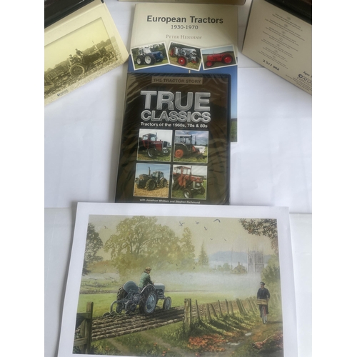 473 - FIVE AS NEW AND BOXED ATLAS MODEL TRACTORS WITH BOOK, DVD AND TWO POSTERS ALL WITH COA