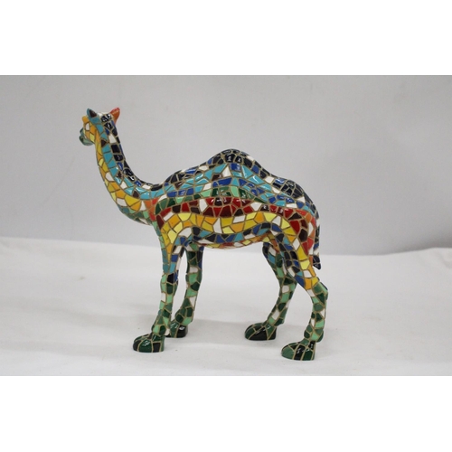 110 - A HANDMADE SPANISH STONE CAMEL MOSAIC BY BARCINOS APPROXIMATELY 18CM HIGH