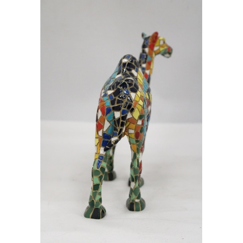 110 - A HANDMADE SPANISH STONE CAMEL MOSAIC BY BARCINOS APPROXIMATELY 18CM HIGH