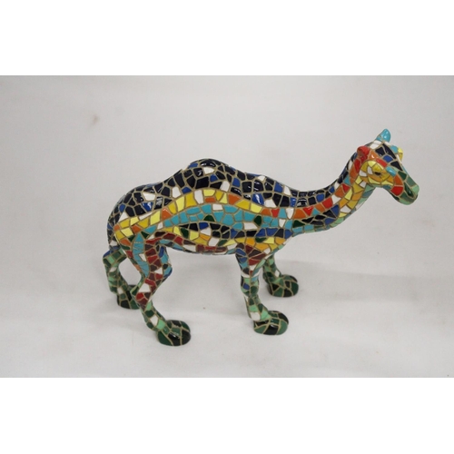 110 - A HANDMADE SPANISH STONE CAMEL MOSAIC BY BARCINOS APPROXIMATELY 18CM HIGH