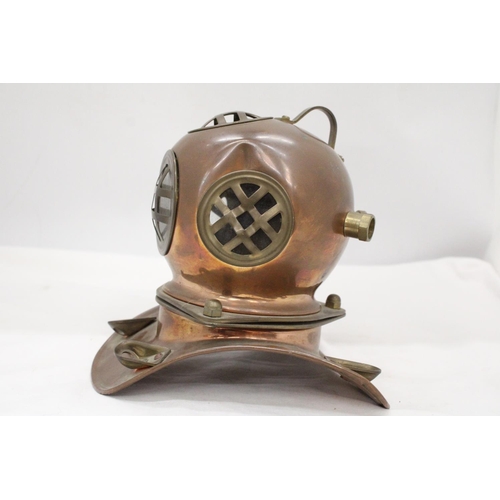 111 - A VINTAGE COPPER AND BRASS DIVERS HELMET