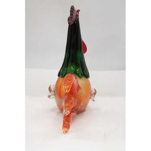 117 - A MURANO GLASS COCKEREL - APPROXIMATELY 27CM X 20CM