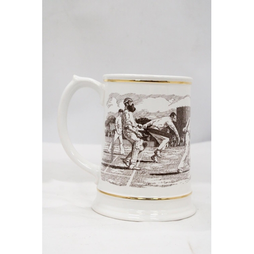 118 - A LARGE LIMITED EDITION FRANKLIN PORCELAIN ASHES TANKARD 1882-1982 - APPROXIMATELY 16CM HIGH