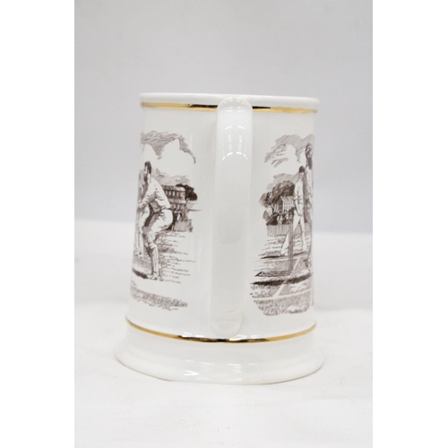 118 - A LARGE LIMITED EDITION FRANKLIN PORCELAIN ASHES TANKARD 1882-1982 - APPROXIMATELY 16CM HIGH