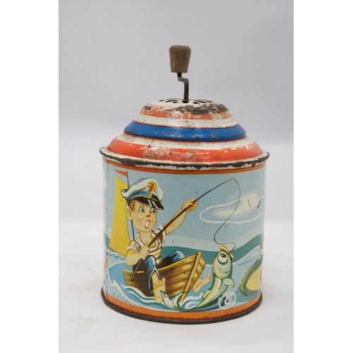 130 - A 1950'S GERMAN TIN PLATE MUSIC BOX IN WORKING ORDER AT TIME OF CATALOGUING