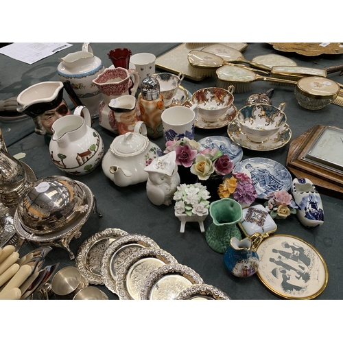 164 - A LARGE QUANTITY OF CERAMIC AND CHINA TO INCLUDE PARAGON CUPS AND SAUCERS, FLORAL POSIES, CROWN STAF... 