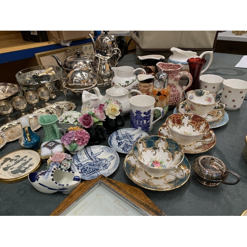 164 - A LARGE QUANTITY OF CERAMIC AND CHINA TO INCLUDE PARAGON CUPS AND SAUCERS, FLORAL POSIES, CROWN STAF... 