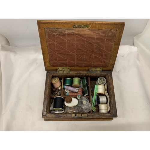 178 - AN 1883 VICTORIAN SEWING BOX WITH CONTENTS