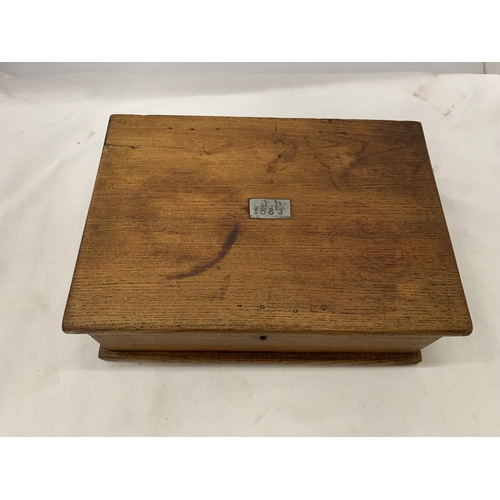 178 - AN 1883 VICTORIAN SEWING BOX WITH CONTENTS