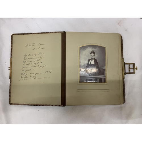 186 - A VICTORIAN LEATHERBOUND PHOTO ALBUM CONTAINING PHOTO'S