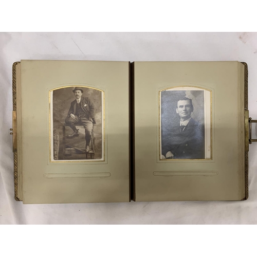 186 - A VICTORIAN LEATHERBOUND PHOTO ALBUM CONTAINING PHOTO'S