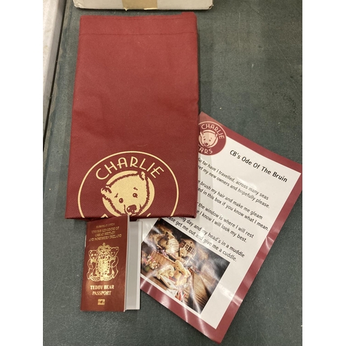 308 - A LIMITED EDITION 638/4000 CHARLIE BEAR 'SURBHI' COMPLETE WITH BAG, PASSPORT AND CERTIFICATE OF AUTH... 