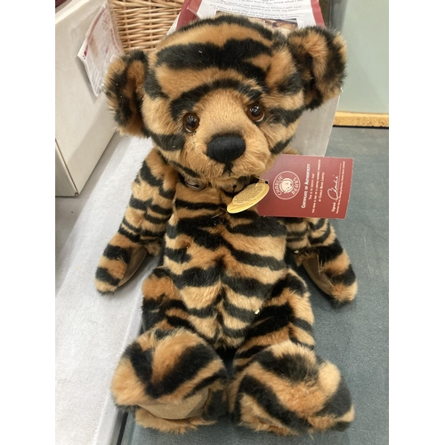 309 - A LIMITED EDITION 279/4000 CHARLIE BEAR 'SHARDUL' COMPLETE WITH BAG AND CERTIFICATE OF AUTHENTICITY