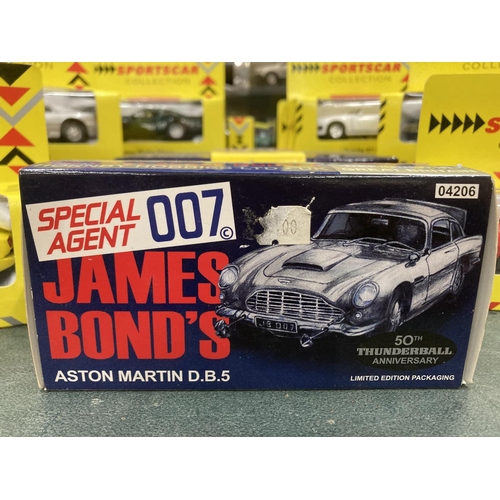 313 - AN ASSORTMENT OF BOXED MODEL CARS TO INCLUDE A CORGI TOYS JAMES BOND ASTON MARTIN D.B.5 AND A NEW AN... 