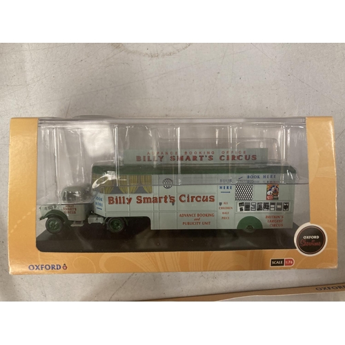 391 - FOUR BOXED OXFORD SHOWTIME VEHICLES TO INCLUDE BILLY SMARTS CIRCUS AND ROBERT BROTHERS CIRCUS