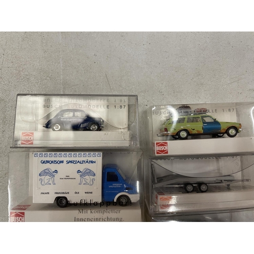 399 - TWELVE BOXED BUSCH VEHICLES 1:87 SCALE