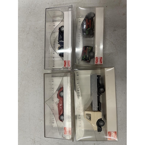 486 - TWELVE BOXED BUSCH VEHICLES 1:87 SCALE