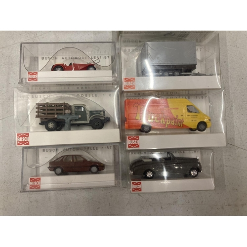 495 - TWELVE BOXED BUSCH VEHICLES 1:87 SCALE