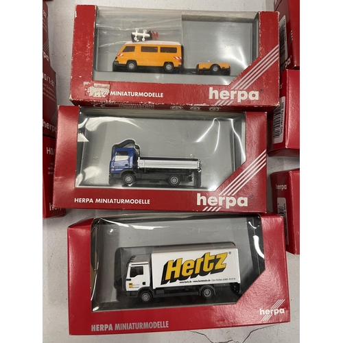 504 - FOURTEEN BOXED HERPA VEHICLES 1:87 SCALE