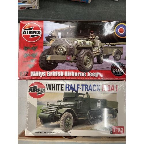 515 - TEN BOXED AIRFIX MILITARY VEHICLE AND AIRPLANE KITS