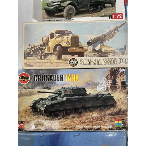 515 - TEN BOXED AIRFIX MILITARY VEHICLE AND AIRPLANE KITS