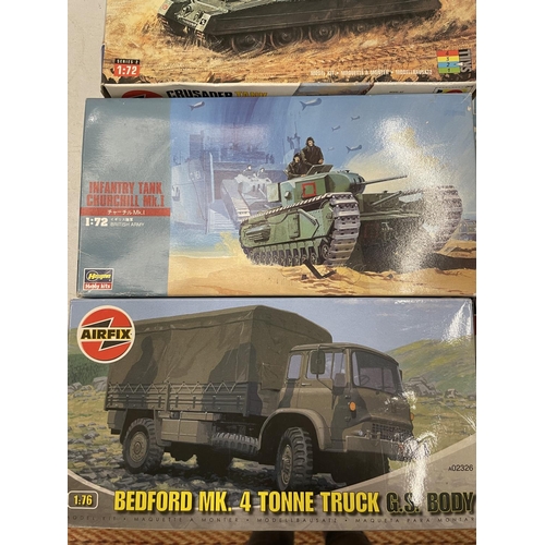 515 - TEN BOXED AIRFIX MILITARY VEHICLE AND AIRPLANE KITS