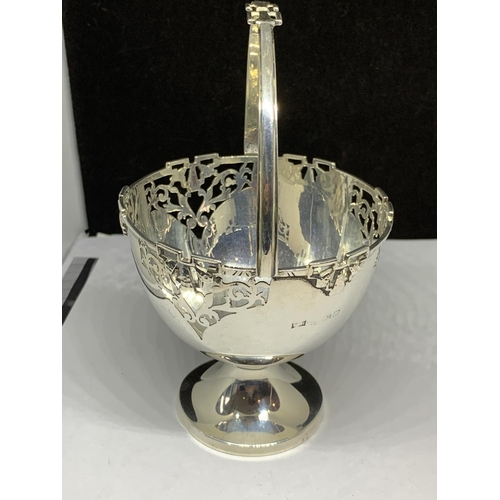 93 - A HALLMARKED (INDISTINCT) CIRCULAR PIERCED BASKET WITH HANDLE GROSS WEIGHT 108 GRAMS