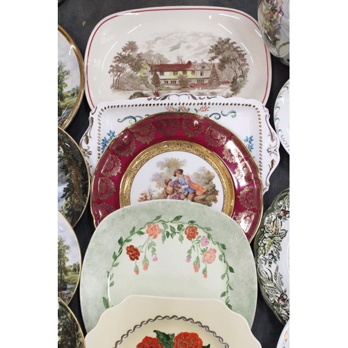 220 - A LARGE COLLECTION OF CABINET PLATES, 20 IN TOTAL, PLUS A LARGE KENSINGTON 'MARGARET ROSE' VASE