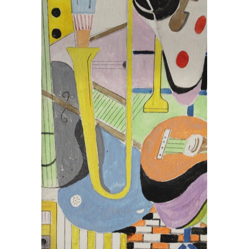 AN ABSTRACT ARRT ON CANVAS, 'ORCHESTRAL ARRANGEMENT', 50CM X 40CM
