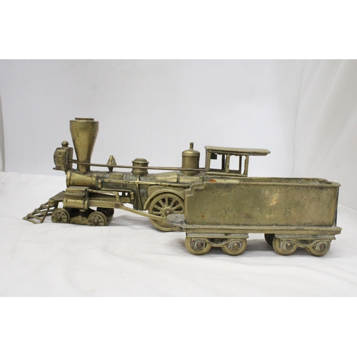 25 - A W & AFR SOLID BRASS RAILROAD USA LOCO AND TENDER - WEIGHTS 6 KILO'S (53 cm)