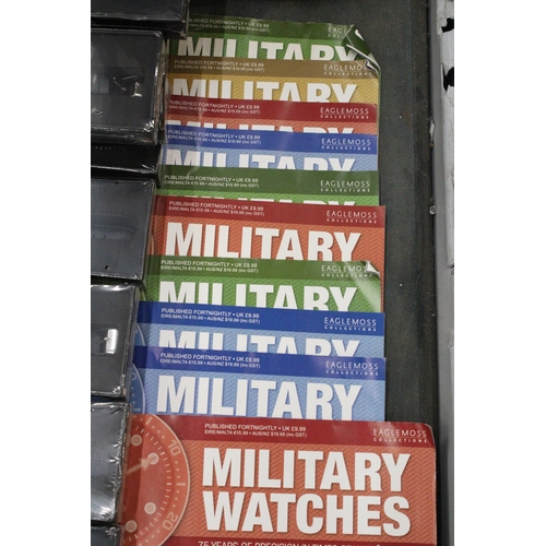 224 - A SELECTION OF MILITARIAN WATCHES TOGETHER WITH A COLLECTION OF MILITARY WATCH MAGAZINES