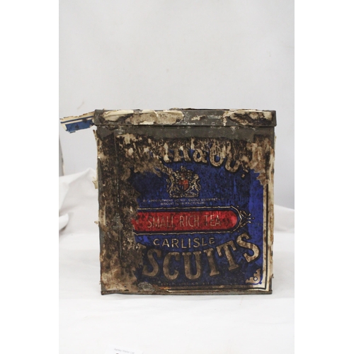 232 - A CARRS OF CARLISLE LARGE BISCUIT TIN - APPROXIMATELY 26CM X  23CM