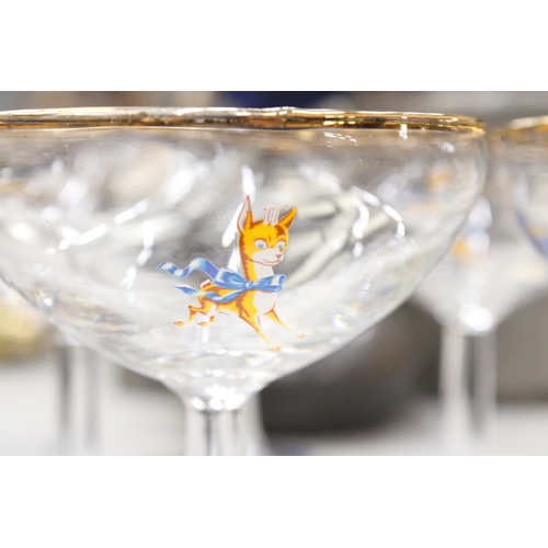 234 - FIVE VINTAGE BABYCHAM GLASSES