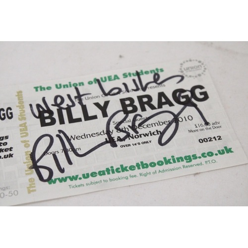 235 - A SIGNED BILLY BRAGG ON NORWICH STUDENT UNION TICKET