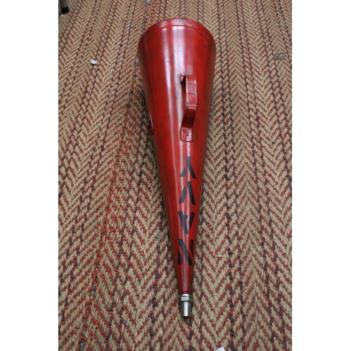 248 - A NAVAL TAPERING CONICAL FIRE EXTINGUISHER FROM DEVONPORT TRAINING SCHOOL - APPROXIMATELY 84CM LONG