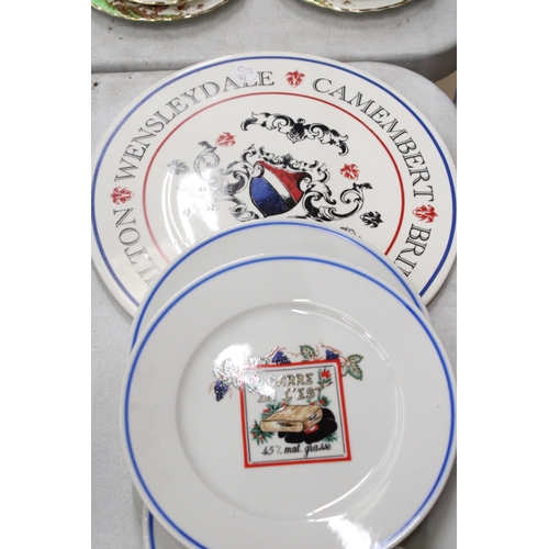 255 - SIX FRENCH CHEESE PLATES PLUS A ANGLO/FRENCH CERAMIC CHEESEBOARD