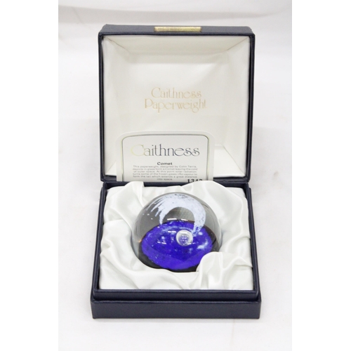 273 - A BOXED CAITHNESS, LIMITED EDITION, 1347/3000, 'COMET' PAPERWEIGHT