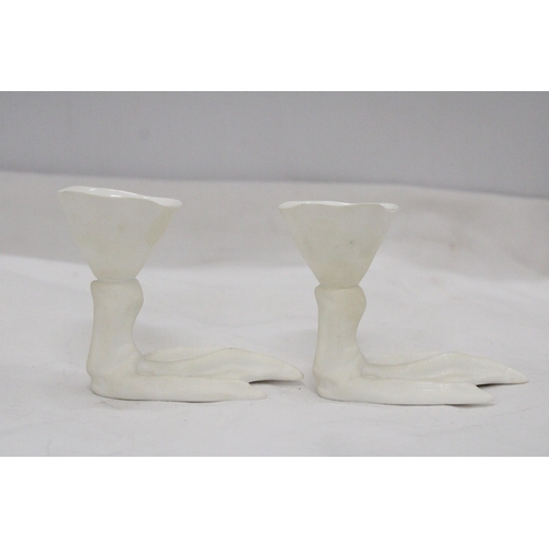 275 - TWO SERAX, PEKING DUCK FOOT EGG CUPS, BOTH IN GOOD CONDITION