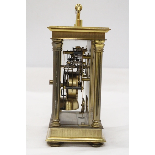 277 - AN 'ANSTEY WILSON' MECHANICAL CARRIAGE CLOCK, WITH PRESENTATION PLAQUE TO THE BACK