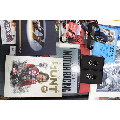 284 - A LARGE COLLECTION OF MOTORSPORT MEMORIBILIA TO INCLUDE AN AUTOGRAPH BOOK, INCLUDING NIGEL MANSELL, ... 