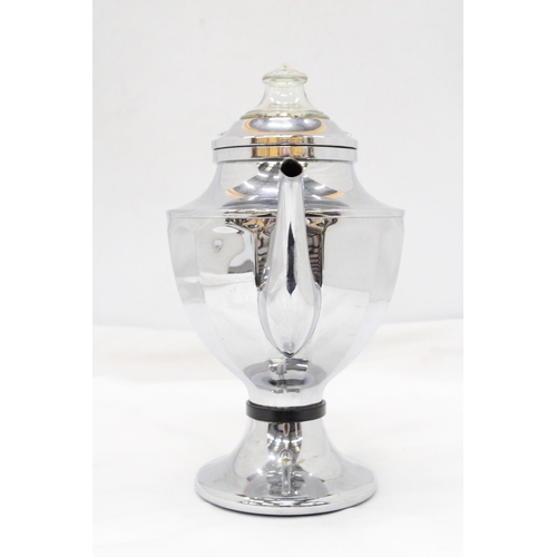 287 - AN ART DECO STYLE, SILVER PLATED COFFEE PERCULATOR