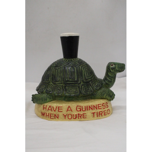 298 - A LARGE, GUINNESS, RESIN TORTOISE, ADVERTISING FIGURE, HEIGHT 25CM, LENGTH 28CM