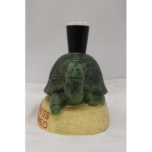 298 - A LARGE, GUINNESS, RESIN TORTOISE, ADVERTISING FIGURE, HEIGHT 25CM, LENGTH 28CM