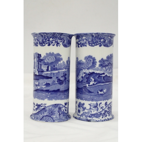 299 - A PAIR OF COPELAND SPODE, 'ITALIAN' CYLINDER VASES, HEIGHT 15CM