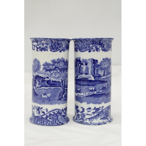 299 - A PAIR OF COPELAND SPODE, 'ITALIAN' CYLINDER VASES, HEIGHT 15CM